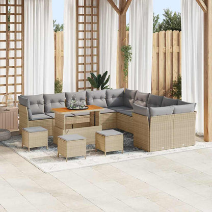 Garten-Sofa-Set 14 pcs Beige und Hellgrau 110 x 55 x 71 cm