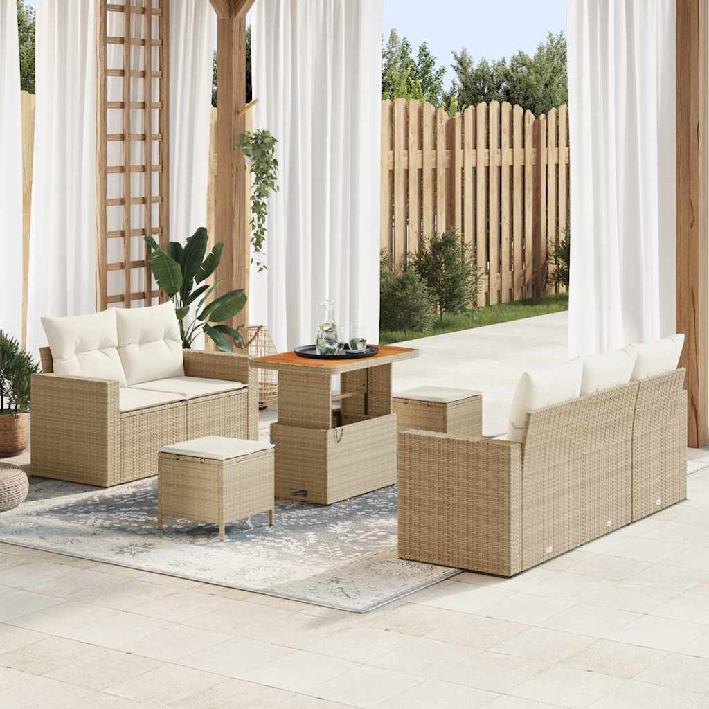 Garten-Sofa-Set 8 pcs Beige und Creme 90 x 55 x 71 cm
