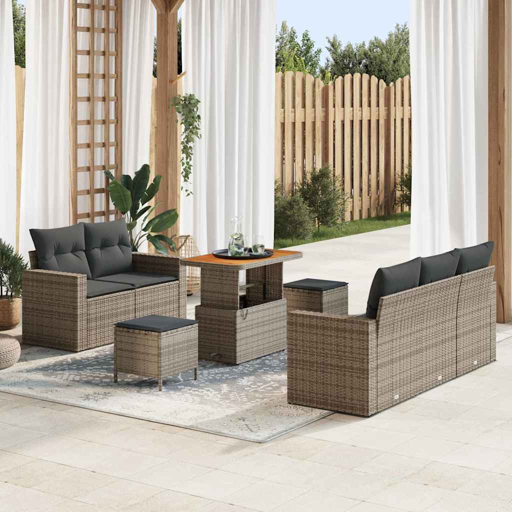 Garten-Sofa-Set mit Kissen 8 pcs Grau 90 x 55 x 71 cm
