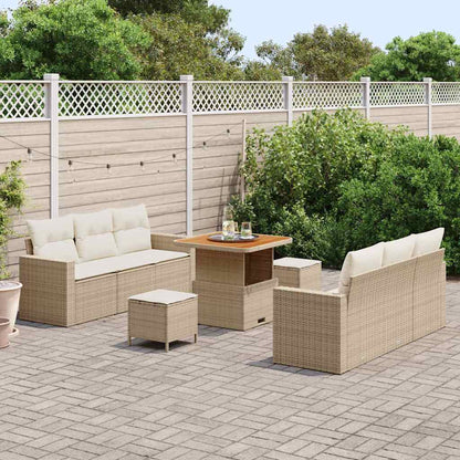 Garten-Sofa-Set mit Kissen mit Speicher 9 pcs Beige und Creme