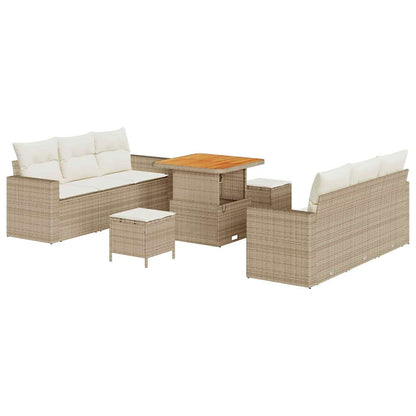 Garten-Sofa-Set mit Kissen mit Speicher 9 pcs Beige und Creme