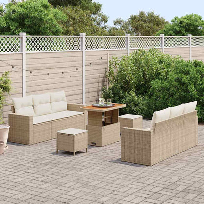 Garten-Sofa-Set mit Kissen mit Speicher 9 pcs Beige und Creme