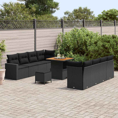 Garten-Sofa-Set mit Kissen 11 pcs Schwarz 80 x 80 x 71 cm