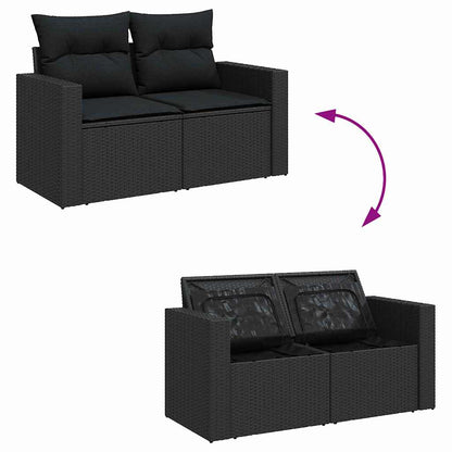 Garten-Sofa-Set mit Kissen 10 pcs Schwarz 90 x 55 x 71 cm