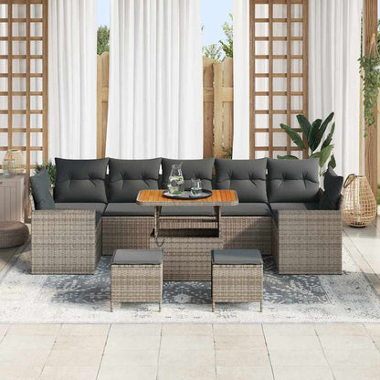 Garten-Sofa-Set mit Kissen 10 pcs Grau 90 x 55 x 71 cm