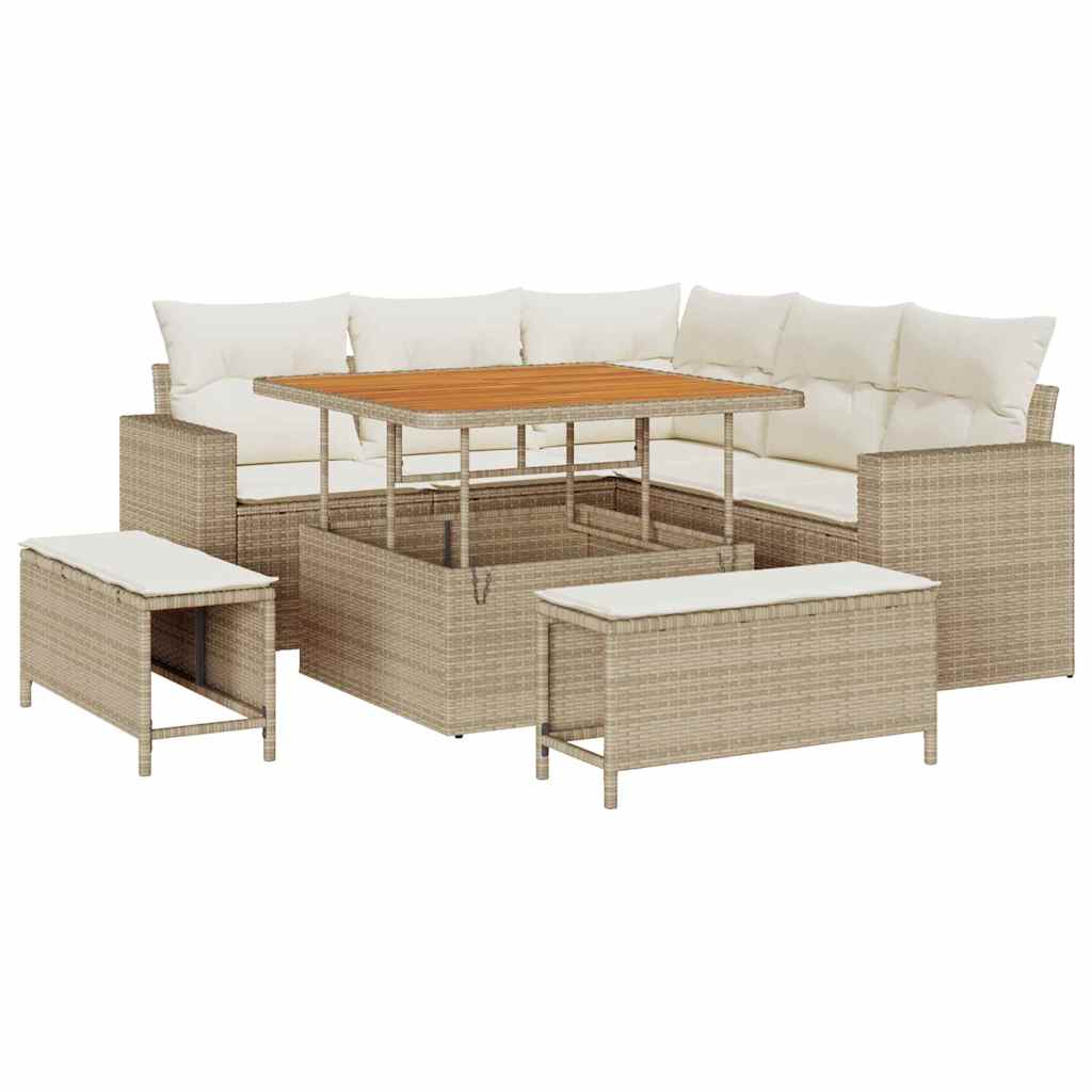 Garten-Sofa-Set 8 pcs Beige und Creme 100 x 100 x 71 cm