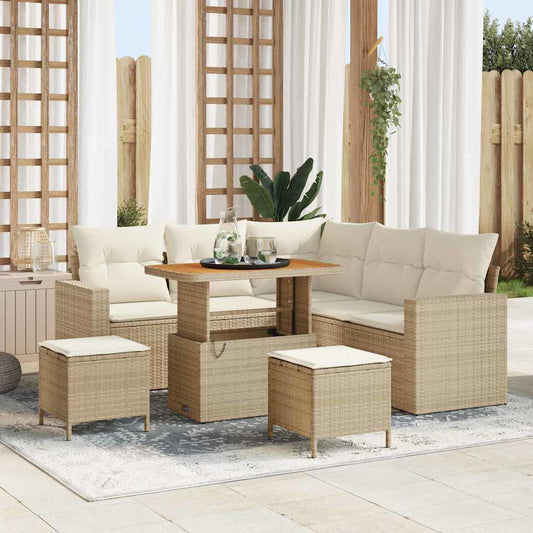 Garten-Sofa-Set 8 pcs Beige und Creme 90 x 55 x 71 cm