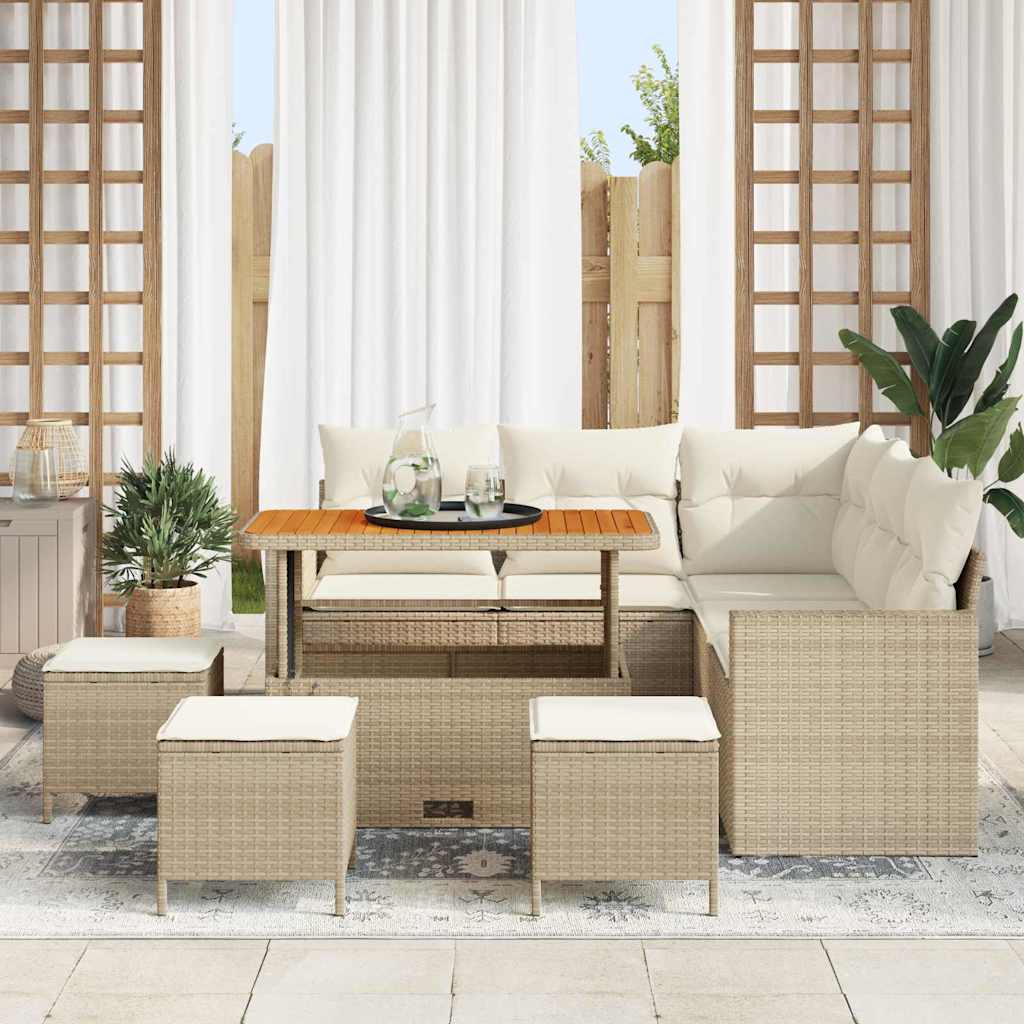 Garten-Sofa-Set 9 pcs Beige und Creme 110 x 55 x 71 cm
