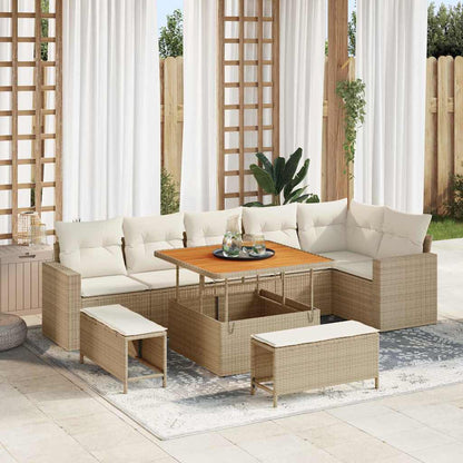 Garten-Sofa-Set 9 pcs Beige und Creme 100 x 100 x 71 cm