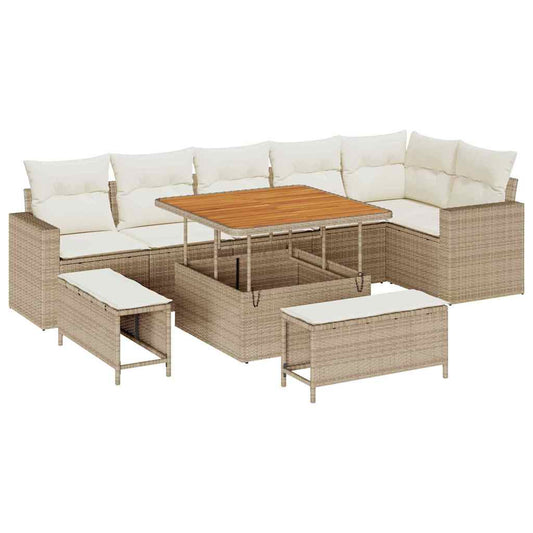 Garten-Sofa-Set 9 pcs Beige und Creme 100 x 100 x 71 cm