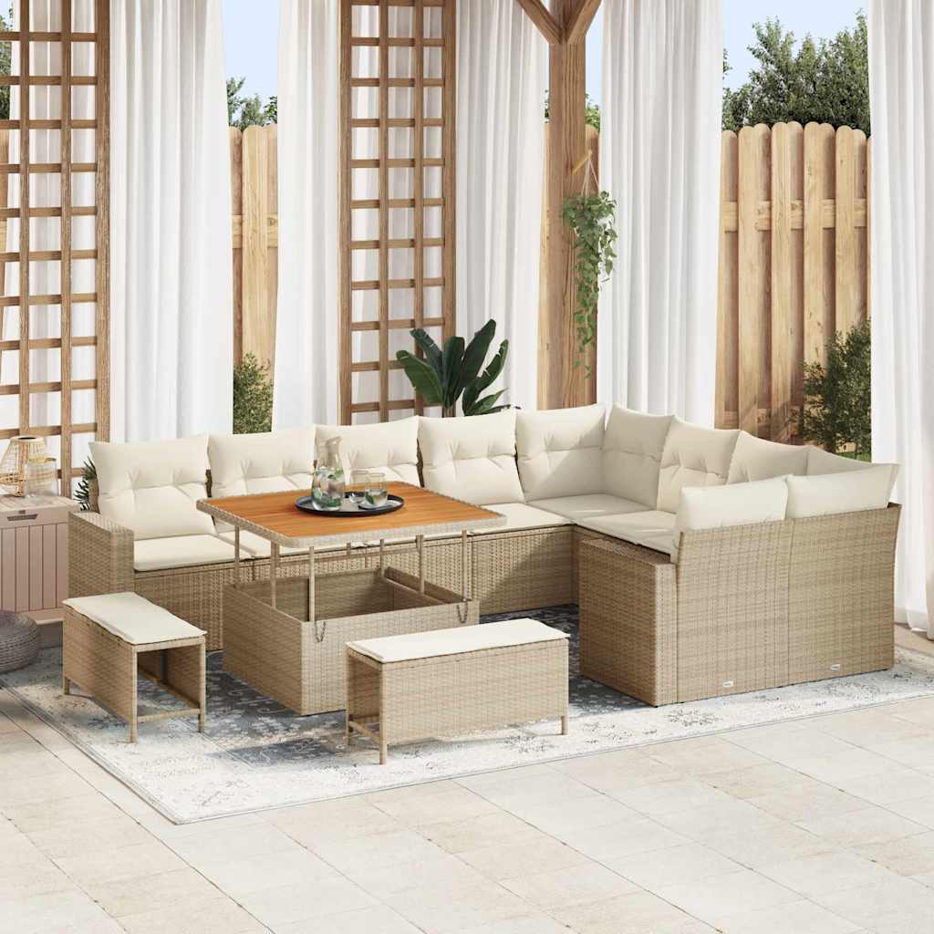 Garten-Sofa-Set 12 pcs Beige und Creme 100 x 100 x 71 cm