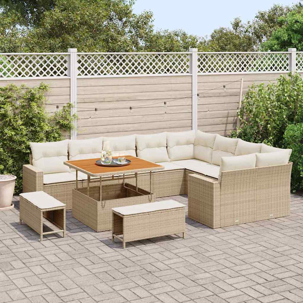 Garten-Sofa-Set 12 pcs Beige und Creme 100 x 100 x 71 cm