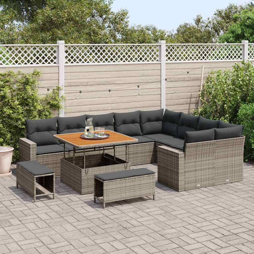 Garten-Sofa-Set mit Kissen 12 pcs Grau 100 x 100 x 71 cm