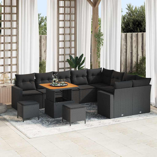 Garten-Sofa-Set mit Kissen 12 pcs Schwarz 80 x 80 x 71 cm