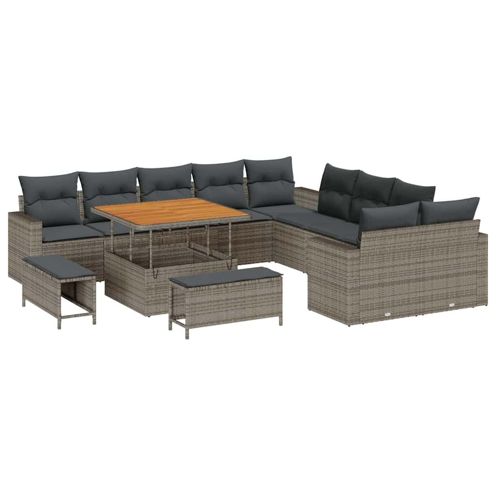 Garten-Sofa-Set mit Kissen 13 pcs Grau 100 x 100 x 71 cm