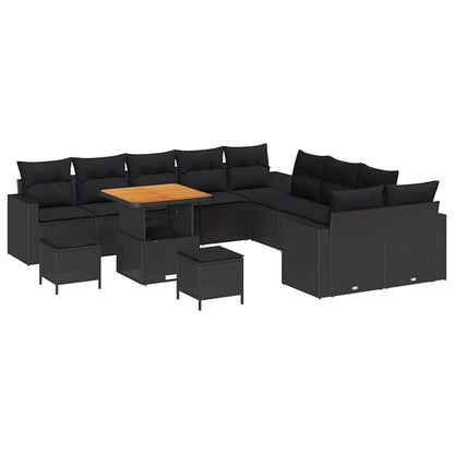 Garten-Sofa-Set mit Kissen 13 pcs Schwarz 80 x 80 x 71 cm