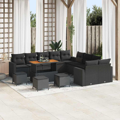 Garten-Sofa-Set mit Kissen 14 pcs Schwarz 110 x 55 x 71 cm