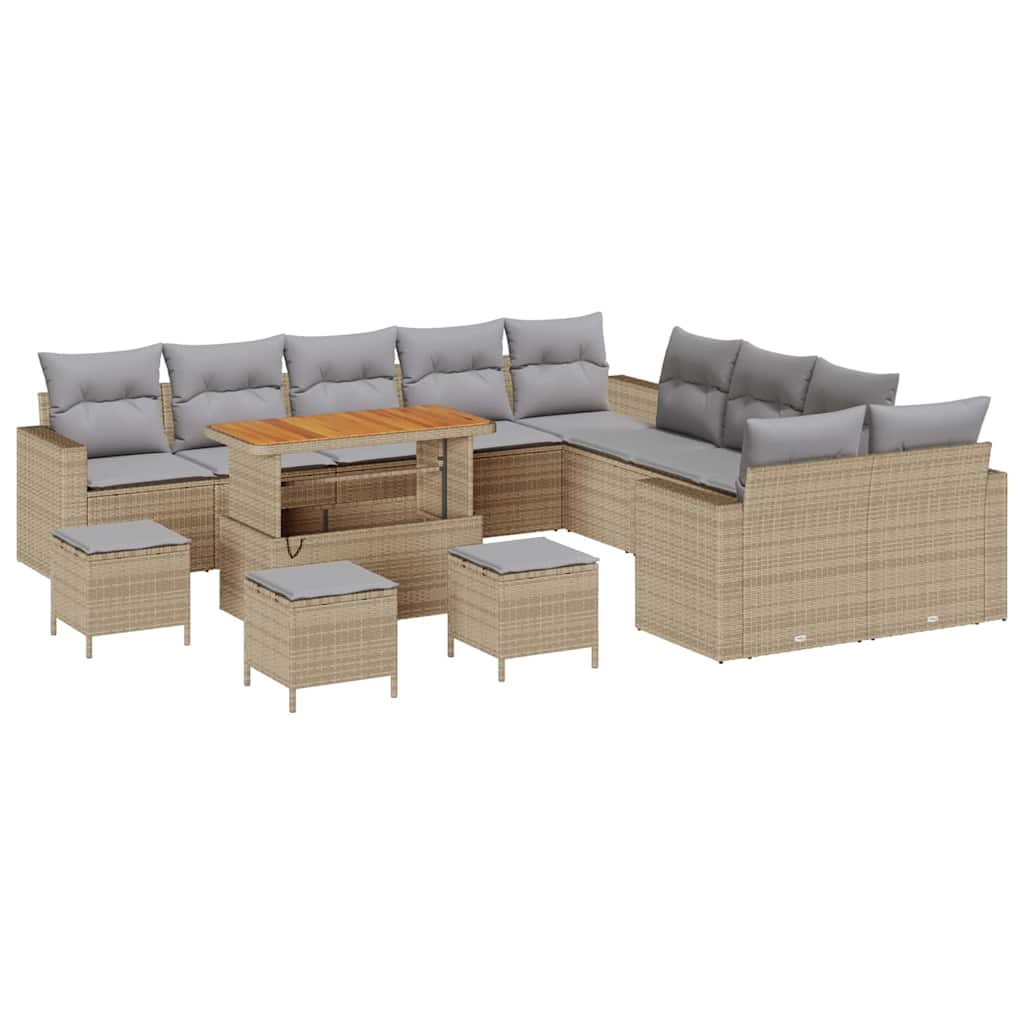 Garten-Sofa-Set 14 pcs Beige und Hellgrau 110 x 55 x 71 cm