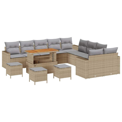 Garten-Sofa-Set 14 pcs Beige und Hellgrau 110 x 55 x 71 cm