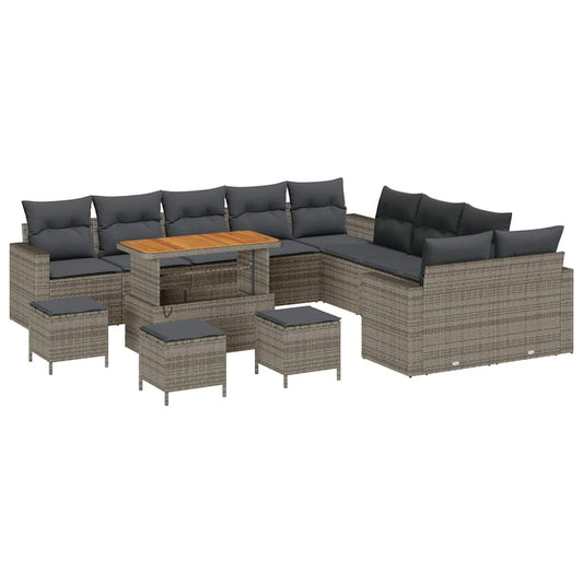 Garten-Sofa-Set mit Kissen 14 pcs Grau 110 x 55 x 71 cm