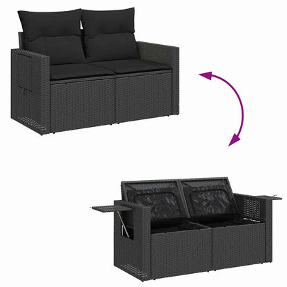 Garten-Sofa-Set mit Kissen 8 pcs Schwarz 90 x 55 x 71 cm