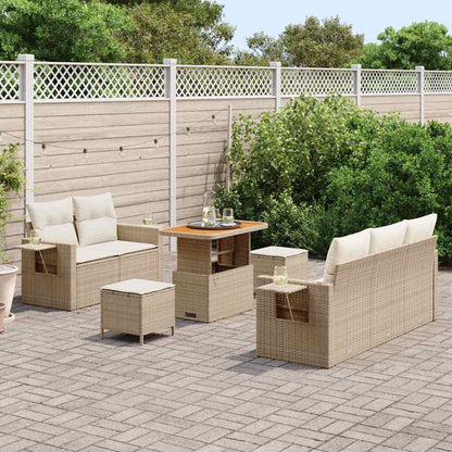 Garten-Sofa-Set mit Kissen mit Speicher 8 pcs Beige und Creme