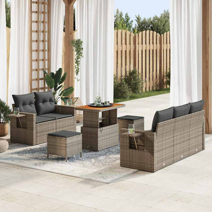 Garten-Sofa-Set mit Kissen mit Speicher 8 pcs Grau