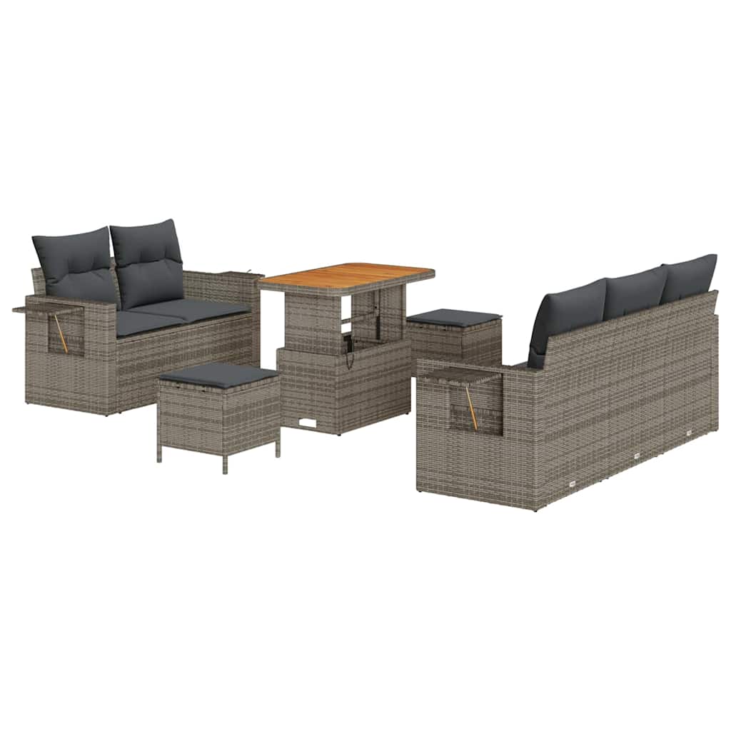 Garten-Sofa-Set mit Kissen mit Speicher 8 pcs Grau