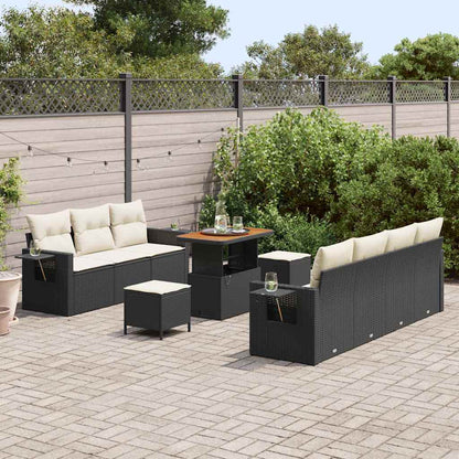 Garten-Sofa-Set mit Kissen 10 pcs Schwarz und Creme