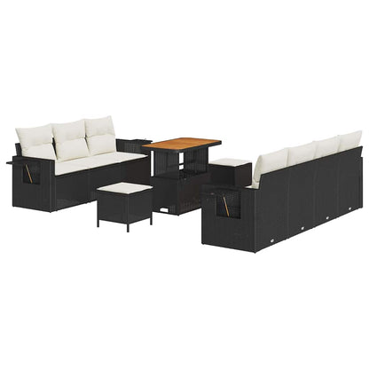 Garten-Sofa-Set mit Kissen 10 pcs Schwarz und Creme
