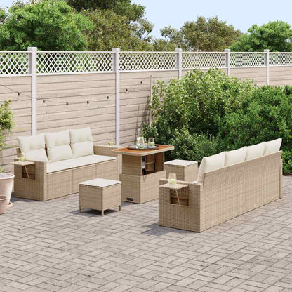 Garten-Sofa-Set mit Kissen mit Speicher 10 pcs Beige und Creme