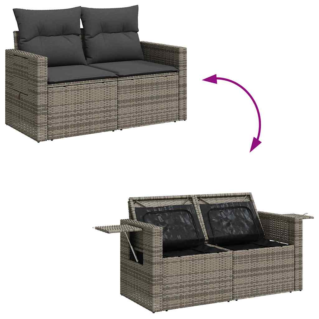 Garten-Sofa-Set mit Kissen mit Speicher 10 pcs Grau