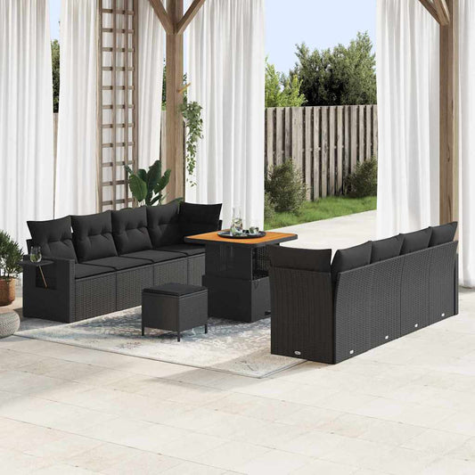 Garten-Sofa-Set mit Kissen 11 pcs Schwarz 80 x 80 x 71 cm