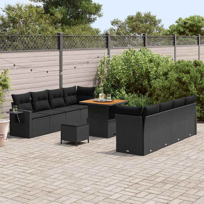 Garten-Sofa-Set mit Kissen 11 pcs Schwarz 80 x 80 x 71 cm
