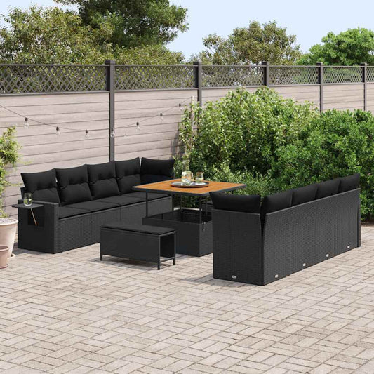 Garten-Sofa-Set mit Kissen 11 pcs Schwarz 100 x 100 x 71 cm