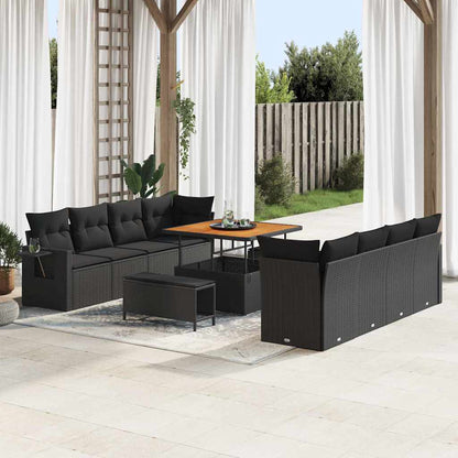 Garten-Sofa-Set mit Kissen 11 pcs Schwarz 100 x 100 x 71 cm