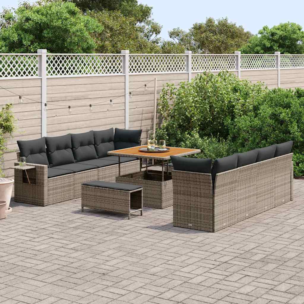 Garten-Sofa-Set mit Kissen 11 pcs Grau 100 x 100 x 71 cm