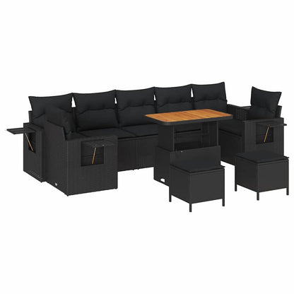 Garten-Sofa-Set mit Kissen 10 pcs Schwarz 90 x 55 x 71 cm