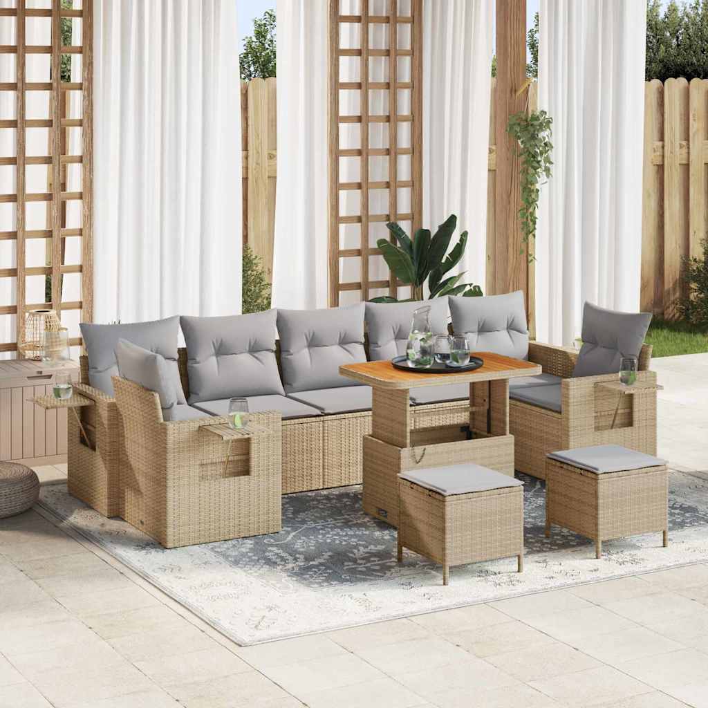 Garten-Sofa-Set 10 pcs Beige und Hellgrau 90 x 55 x 71 cm