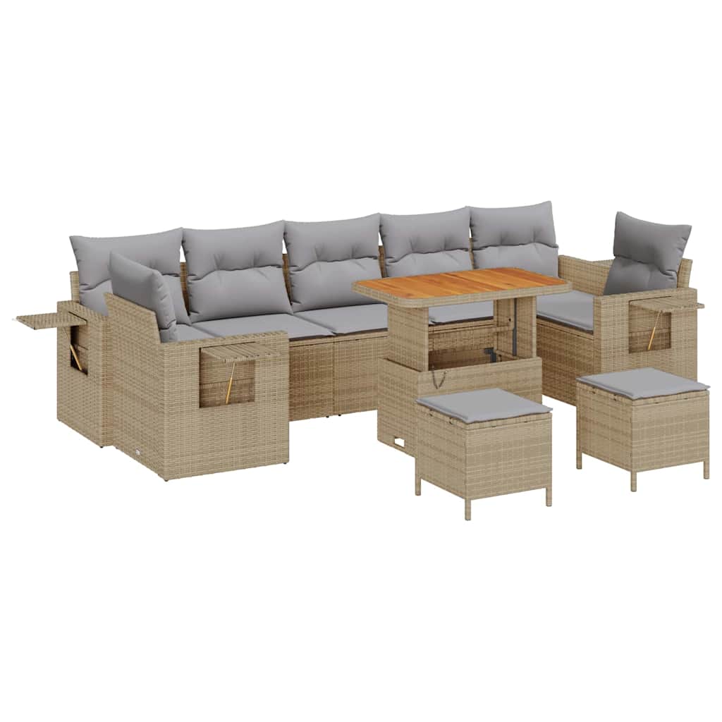 Garten-Sofa-Set 10 pcs Beige und Hellgrau 90 x 55 x 71 cm