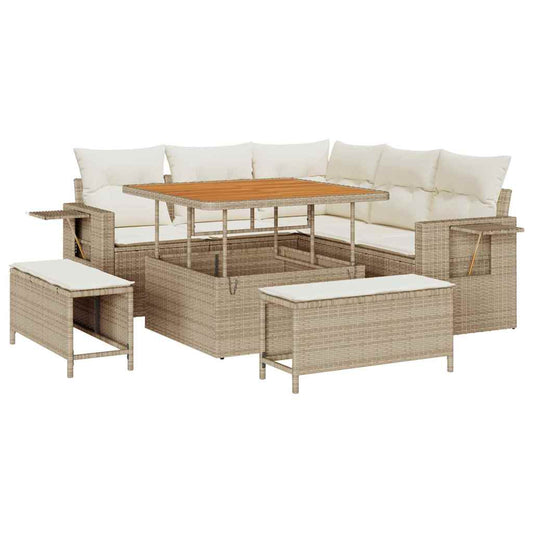Garten-Sofa-Set 8 pcs Beige und Creme 100 x 100 x 71 cm