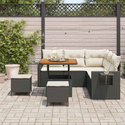 Garten-Sofa-Set 8 pcs Schwarz und Creme 80 x 80 x 71 cm