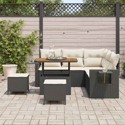 Garten-Sofa-Set 8 pcs Schwarz und Creme 90 x 55 x 71 cm