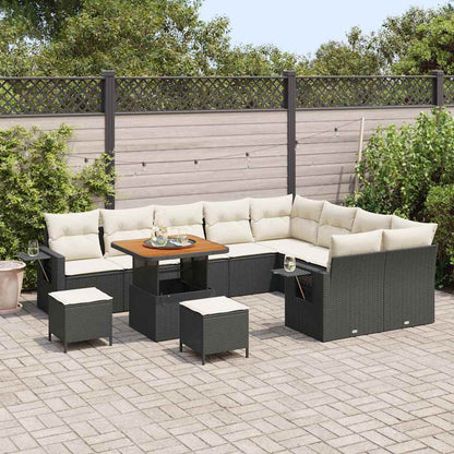 Garten-Sofa-Set 12 pcs Schwarz und Creme 80 x 80 x 71 cm
