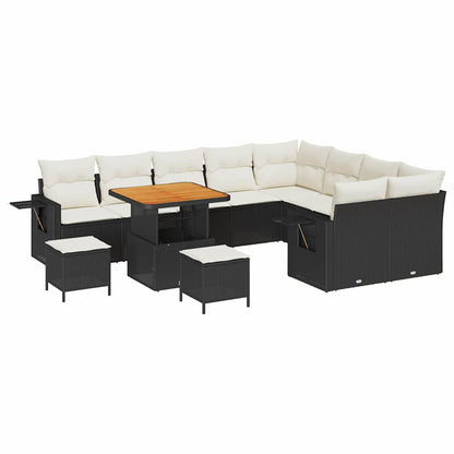 Garten-Sofa-Set 12 pcs Schwarz und Creme 80 x 80 x 71 cm