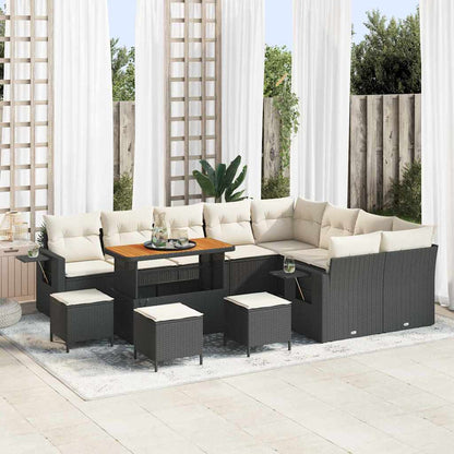 Garten-Sofa-Set 13 pcs Schwarz und Creme 110 x 55 x 71 cm