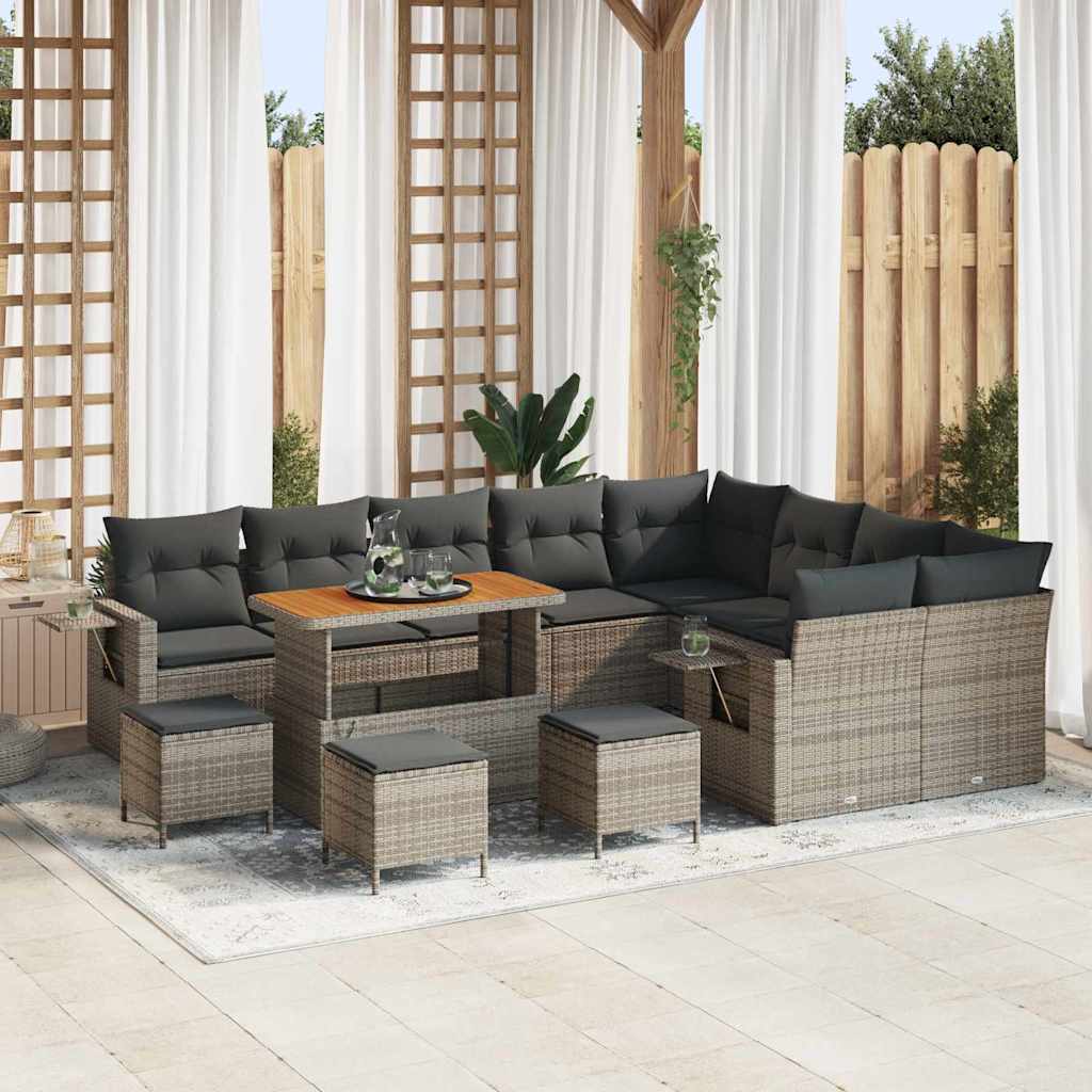 Garten-Sofa-Set mit Kissen mit Speicher 13 pcs Grau