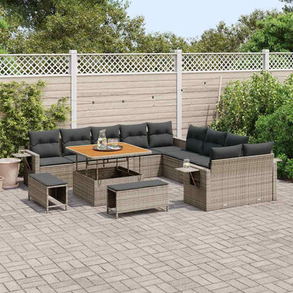Garten-Sofa-Set mit Speicher 13 pcs Grau Poly Rattan
