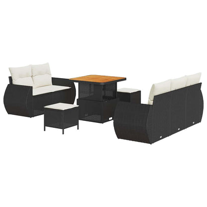 Garten-Sofa-Set 8 pcs Schwarz und Creme 80 x 80 x 71 cm