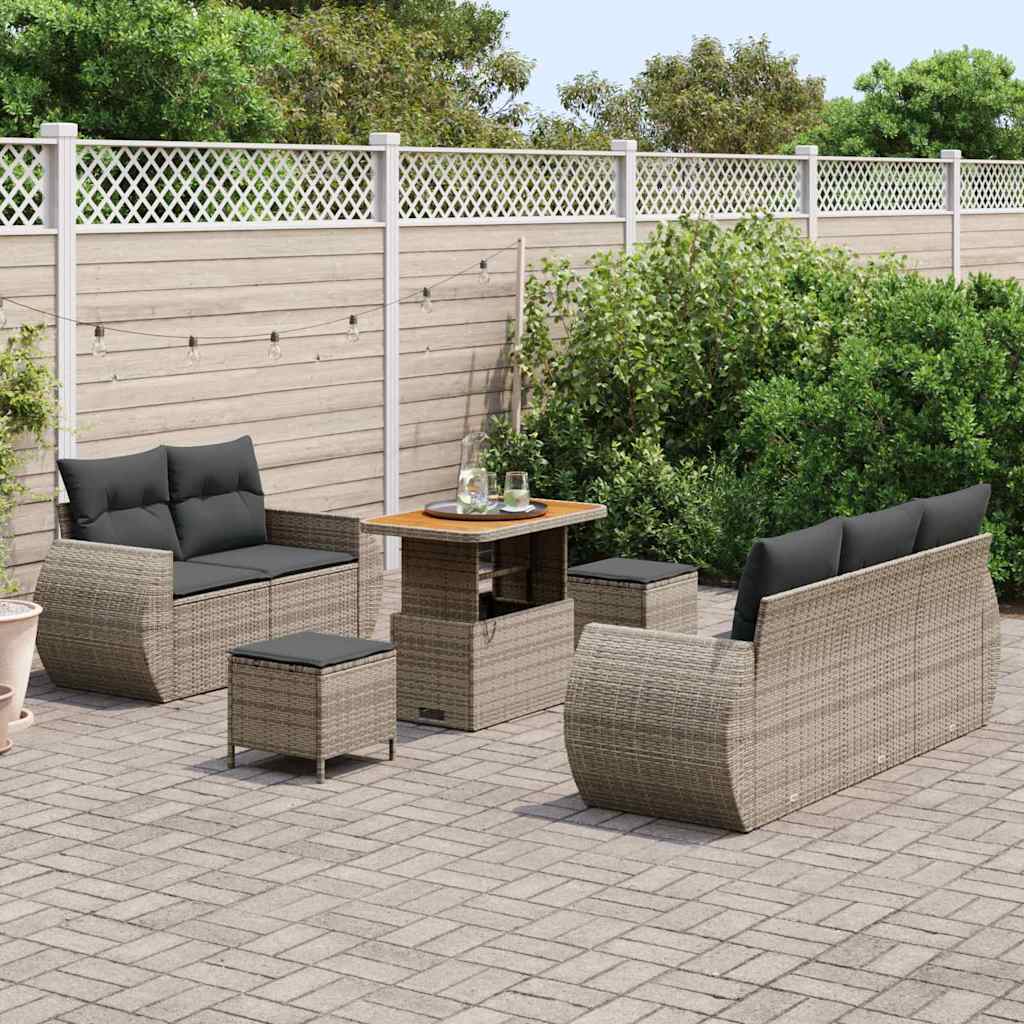 Garten-Sofa-Set mit Kissen 8 pcs Grau 90 x 55 x 71 cm